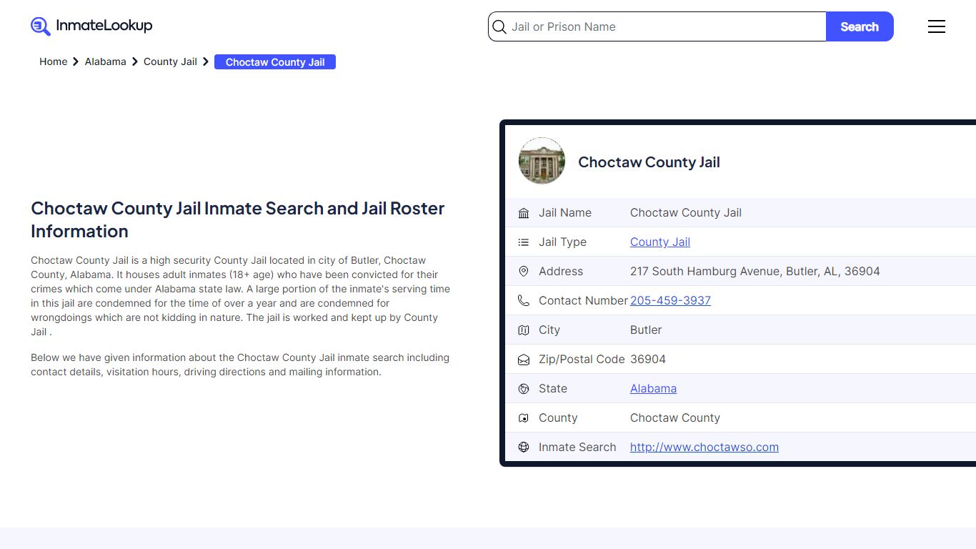 Choctaw County Jail Inmate Search - Butler Alabama - Inmate Lookup